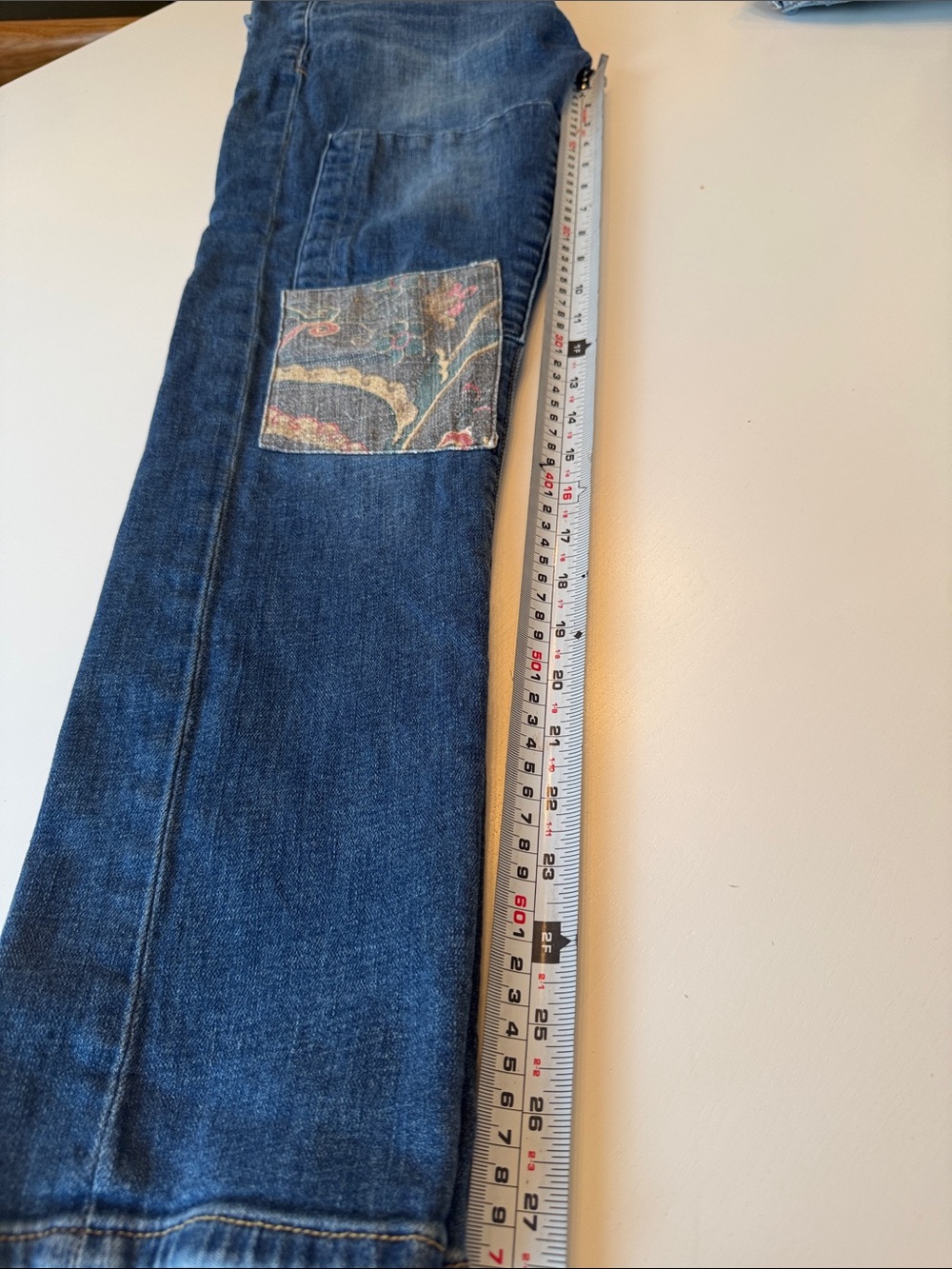 Pilcro Blue Boyfriend Jeans with Floral Patchwork Knees - Picture 8 of 8